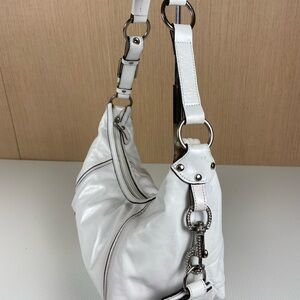Barbara Milano White Genuine Leather Shoulder Bag Italian Designer
